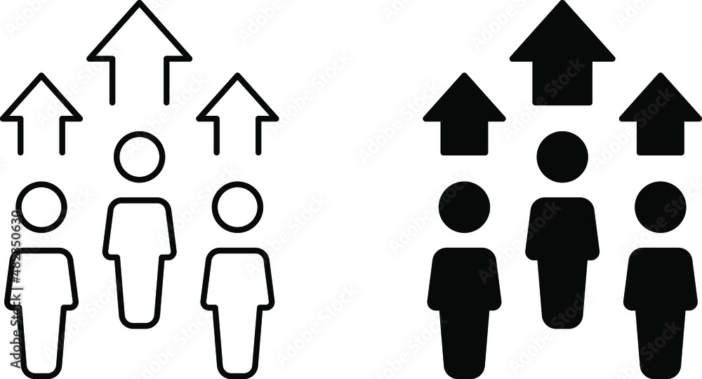 Population growth icon, increase social population growth icon, increase social development, global demography, people evolution chart, thin line symbol on white background - editable vector eps 10 Population growth icon, increase social population growth icon, increase social development, global demography, people evolution chart, thin line symbol on white background - editable vector eps 10