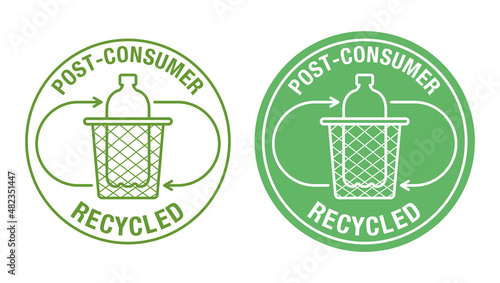 Post-consumer recycled material flat sticker