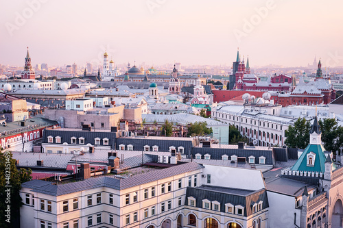 Urban landscape, roofs of the city center, Moscow, Russia.