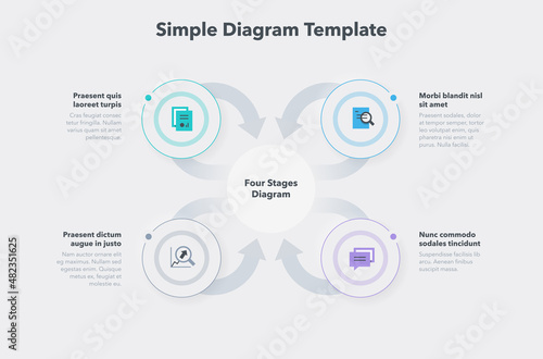 Simple diagram template with four stages. Easy to use for your website or presentation.
