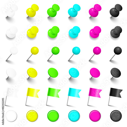 Sechs Verschiedene Pins Nadeln Flaggen Und Magnete Neon Weiß Schwarz