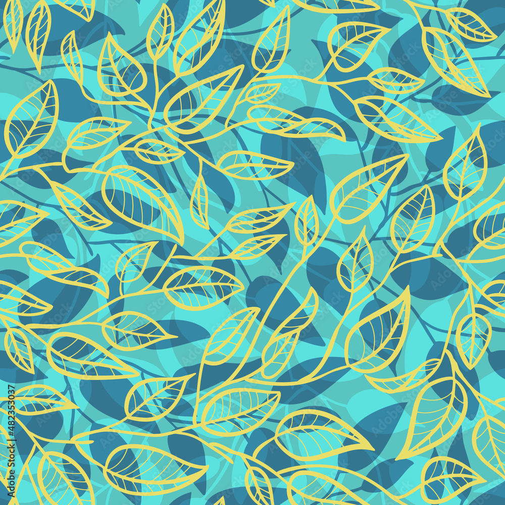 Fototapeta premium Minimalist Leaf Line Art Illustration as a Seamless Surface Pattern Design