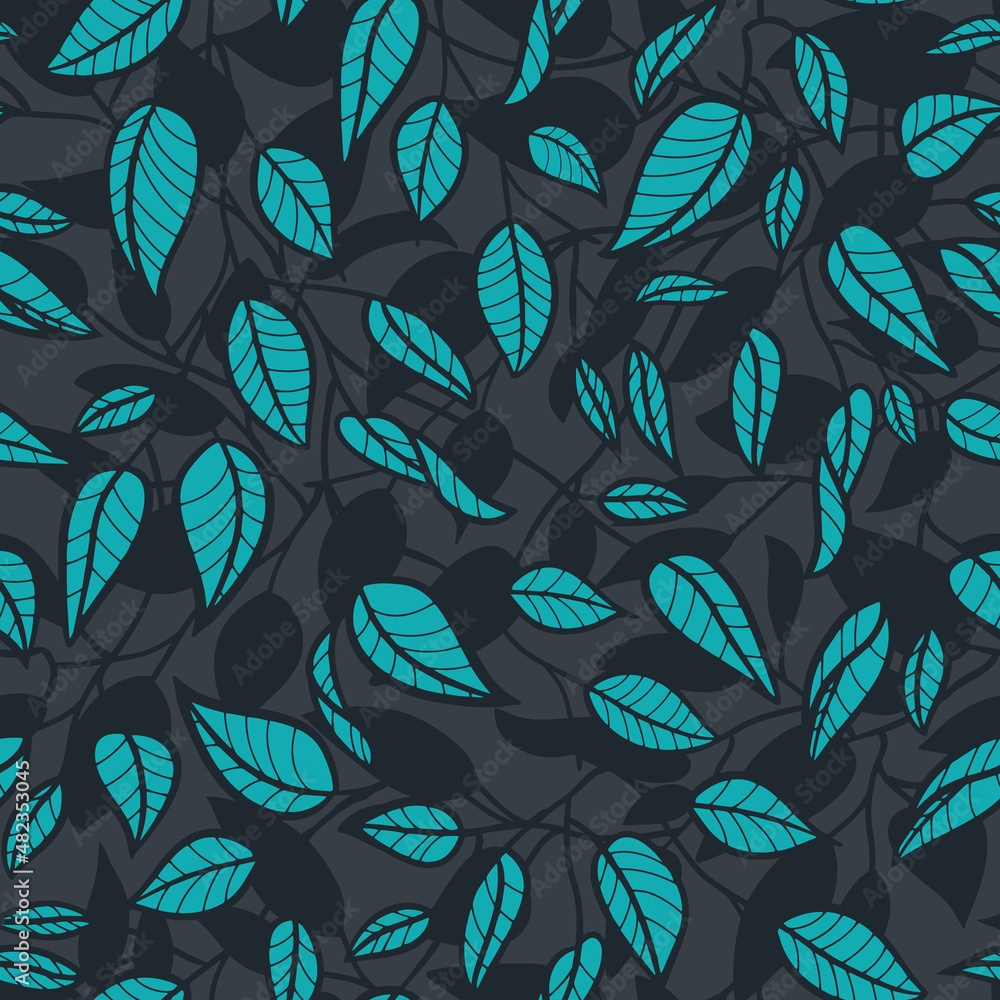Fototapeta premium Minimalist Leaf Line Art Illustration as a Seamless Surface Pattern Design