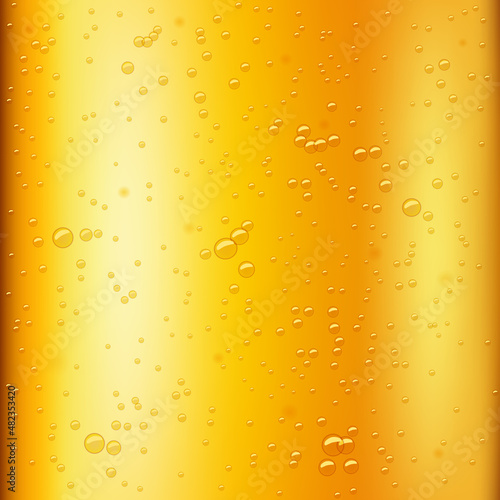 Lager  realistic background with golden craft beer and bubbles.