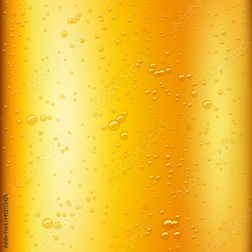 Lager, realistic background with golden craft beer and bubbles.