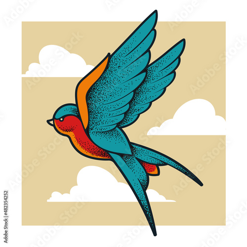 Old School Tattoo Swallow Bird