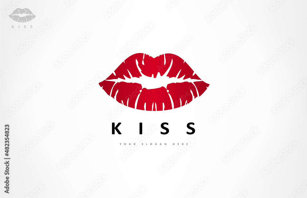 Lips logo vector. Kiss design. Stock Vector | Adobe Stock