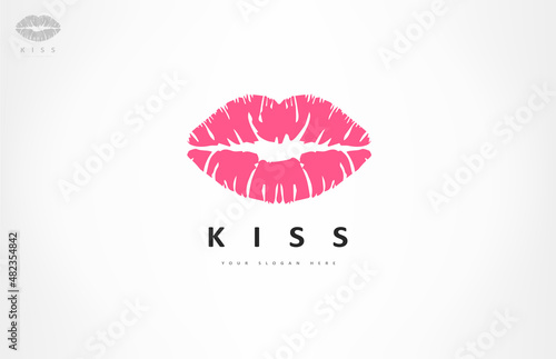 Lips logo vector. Kiss design.