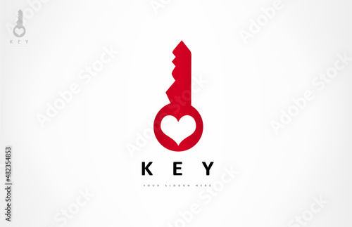 Key with heart logo vector design.