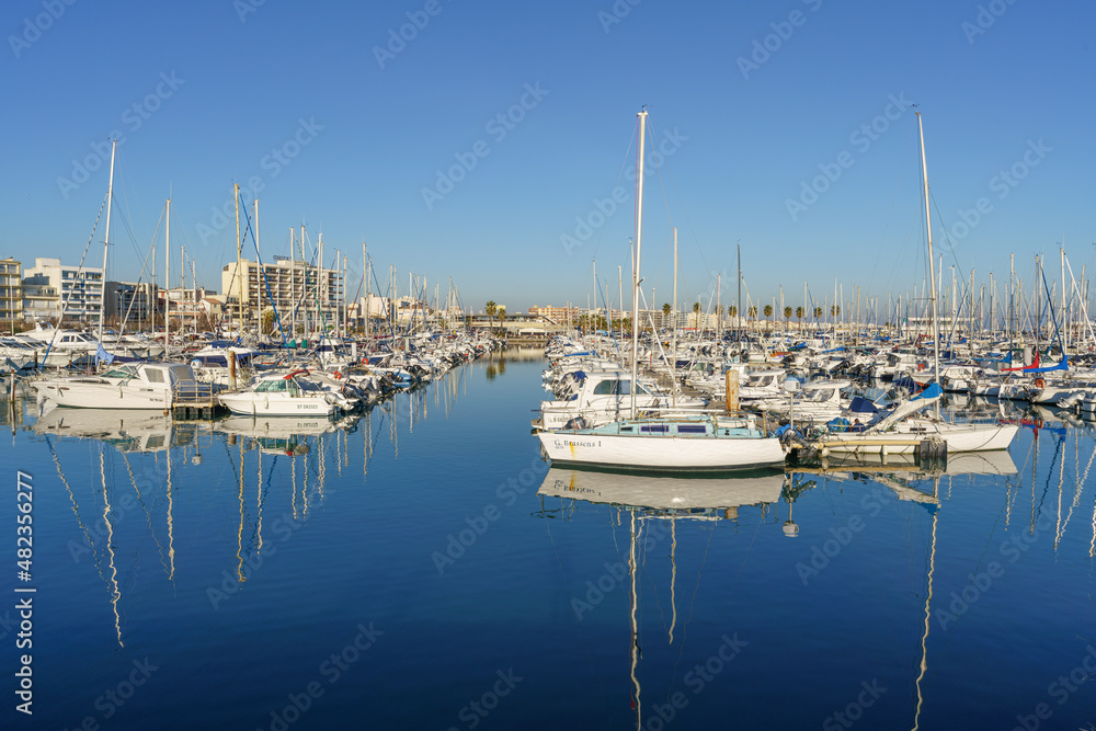 Yachting port on the Mediterranean coastline in southern France