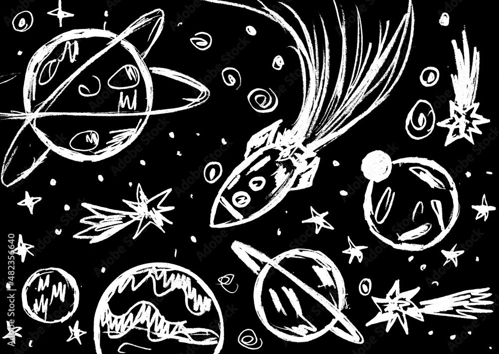 a rocket flying in space among the stars and planets a rocket flying in space among the stars and planets