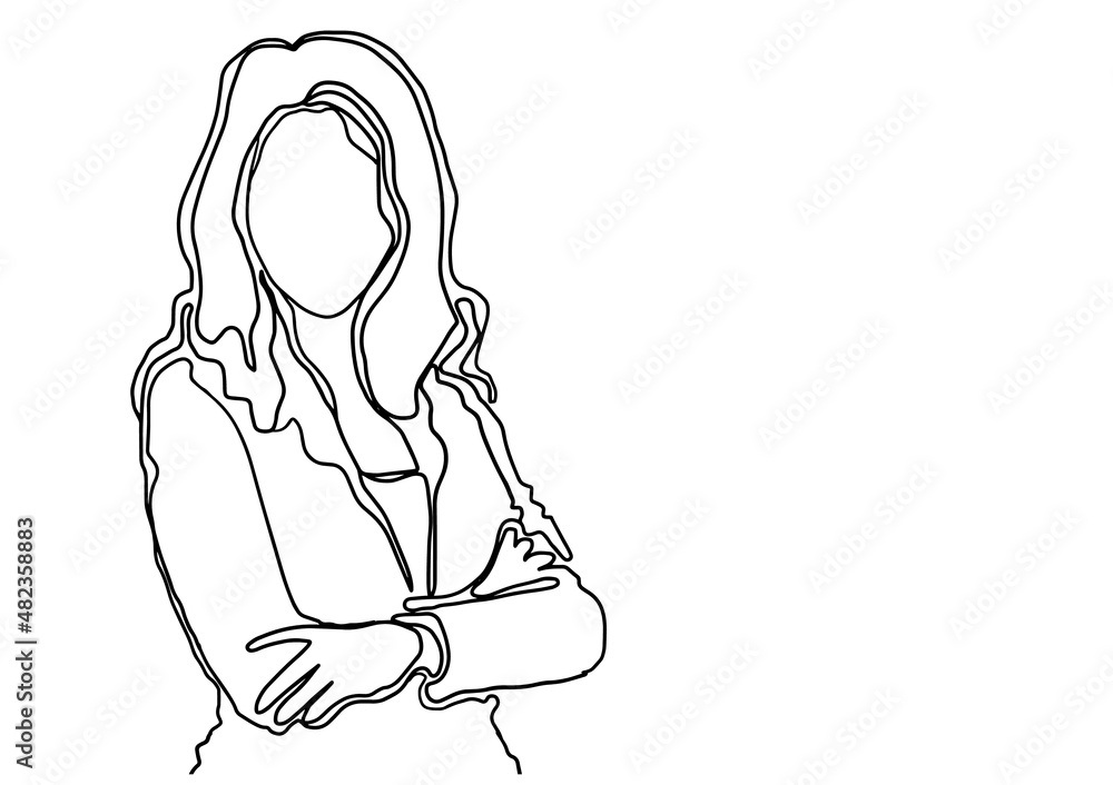 Business woman contour drawing concept with vector design. Business woman contour drawing concept with vector design.