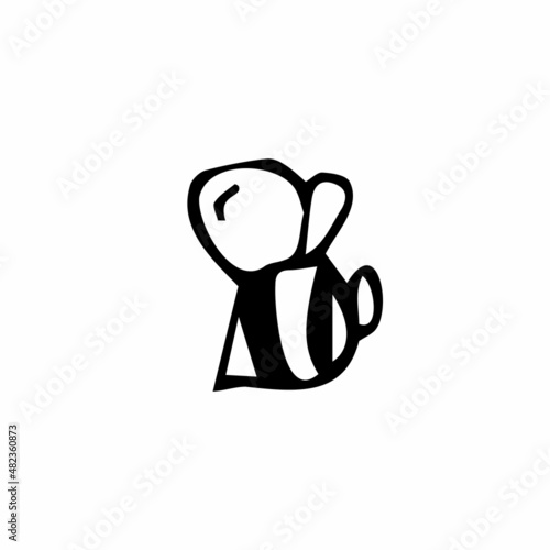 Vector doodle cartoon little bee. Simple icon