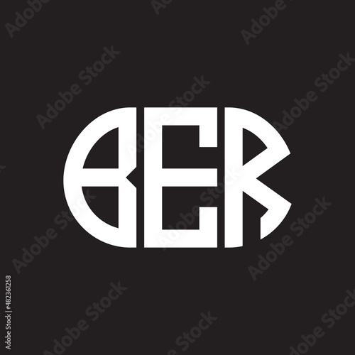 BER letter logo design on black background. BER