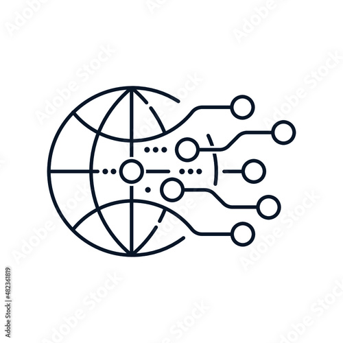 The concept of digital business world, global electronic network. Technology design elements. Vector icon isolated on white background.