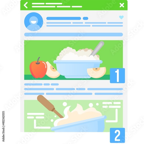 Mobile app with recipe for cooking vector icon