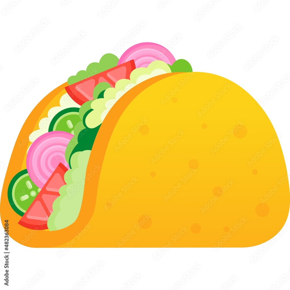 Tacos in tortilla shell mexican lunch vector icon Tacos in tortilla shell mexican lunch vector icon