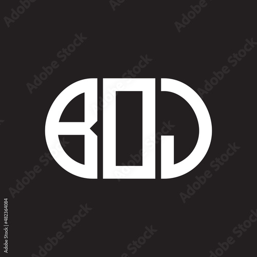 BOJ letter logo design on black background. BOJ