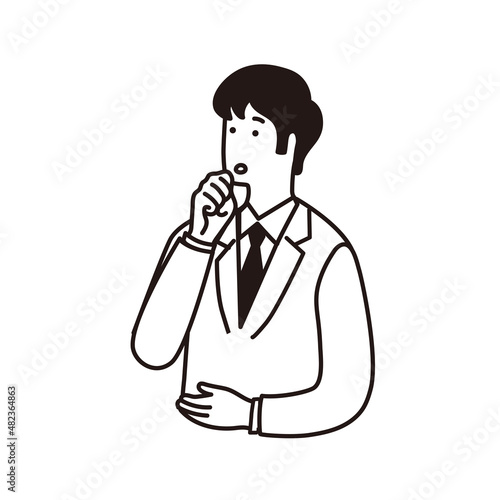 考える仕草をするシンプルな男性のイラスト