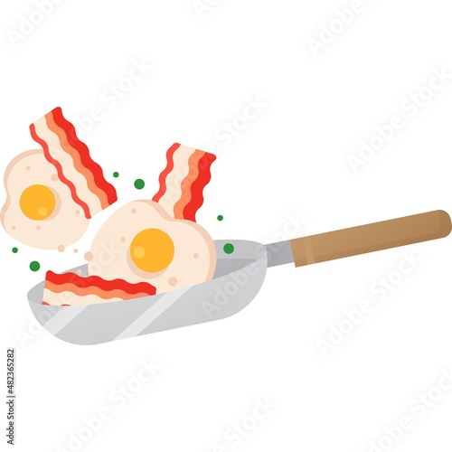 Fried eggs with bacon vector cooking icon