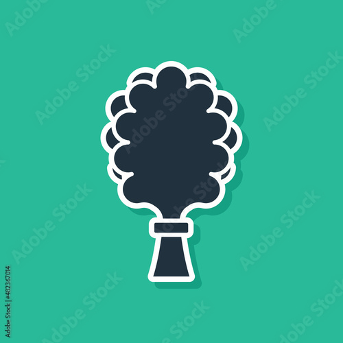 Blue Sauna broom icon isolated on green background. Broom from birch twigs, branches for Russian steam bath, sauna, washhouse. Vector