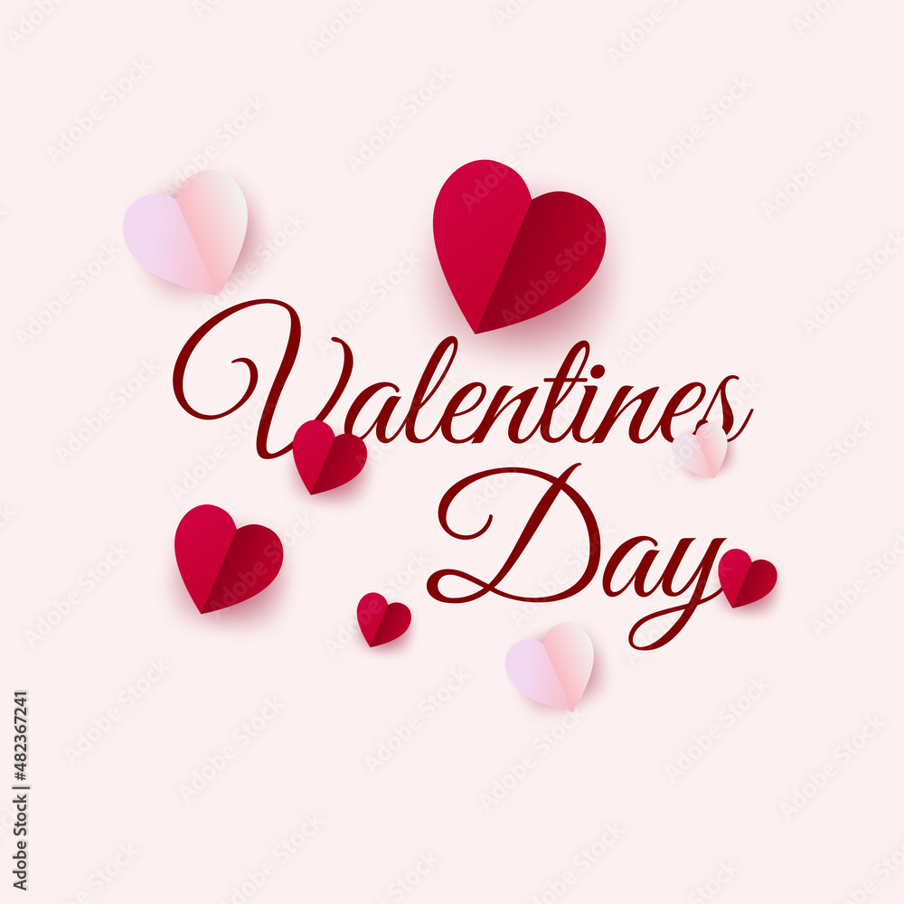 Elegant valentine day with paper heart on white background. valentine day vector illustrator