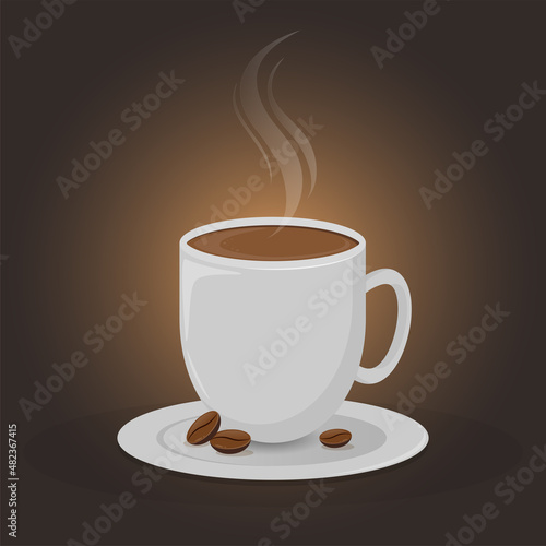 hot coffee cup with beans