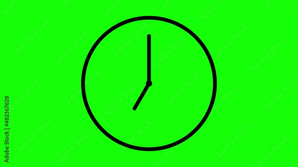 Animation of a clock with time pointers rotating backward. Time travel. Counting 24 Hours. A clock with moving hands. Motion graphics on green screen and chroma key background. Animation of a clock with time pointers rotating backward. Time travel. Counting 24 Hours. A clock with moving hands. Motion graphics on green screen and chroma key background.