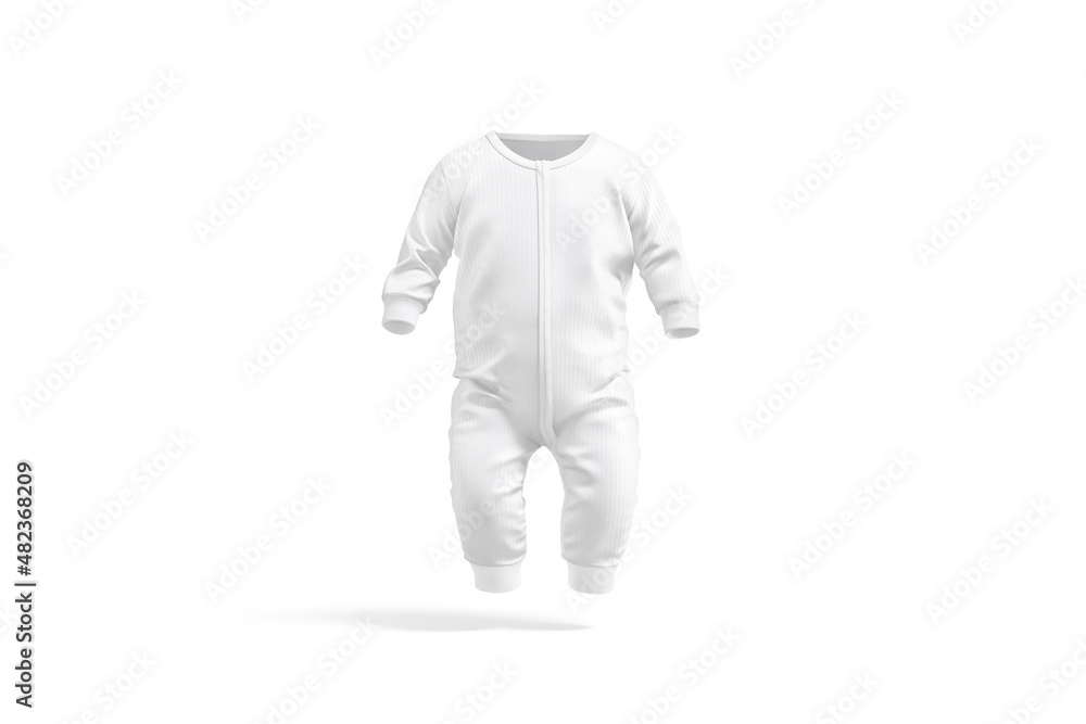 Blank white baby zip-up sleepsuit mockup, front view Blank white baby zip-up sleepsuit mockup, front view