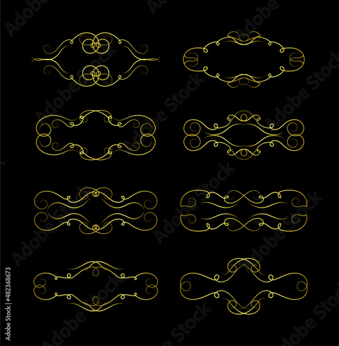 Gold Borders Elements Set Collection, ornament Vector