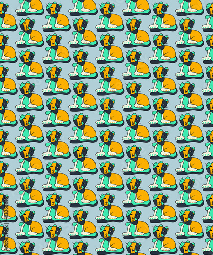 Seamless pattern with repeat creative cats © Yaninjart