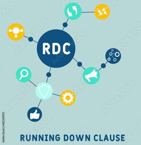 RDC - Running Down Clause acronym. business concept background. vector illustration concept with keywords and icons. lettering illustration with icons for web banner, flyer, landing pag