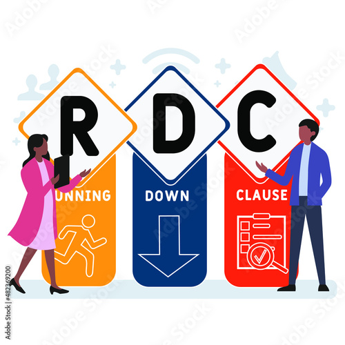 RDC - Running Down Clause acronym. business concept background. vector illustration concept with keywords and icons. lettering illustration with icons for web banner, flyer, landing pag