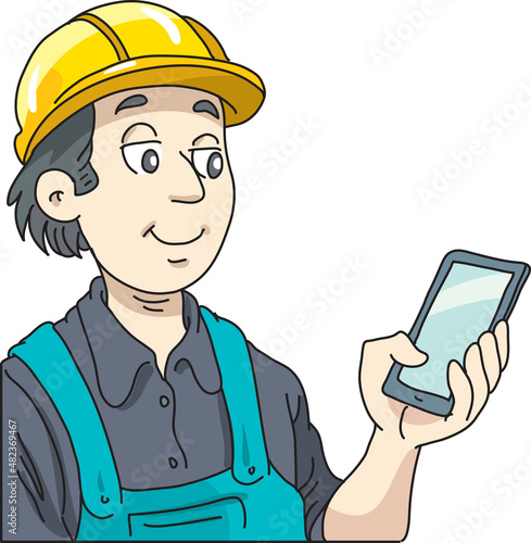 Person  reading, checking messages in his smartphone 