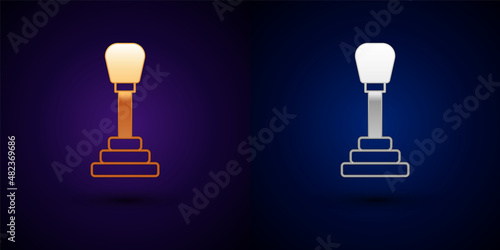 Gold and silver Gear shifter icon isolated on black background. Manual transmission icon. Vector