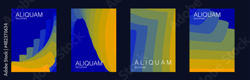 Fluid Minimal Cover. Luxury Abstract Brochure. Liquid Texture for Foil Label. 1990 Paper Gradient Backdrop. Vintage Design Fortuna Yellow Set of Vector Backgrounds for Business Flyers.