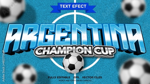 3d editable text effect argentina football theme premium vector
