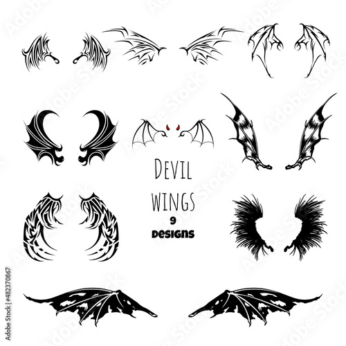 Fotobehang Devil wings tattoo