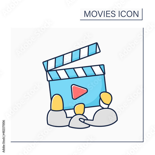 Family movie color icon. Film genre able for watching parents with children. Good for people of all ages.Movie concept. Isolated vector illustration. Editable stroke
