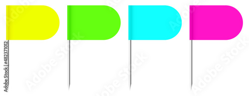 Vier Pins Flagge Halbrund Neon