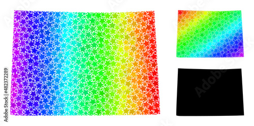 Spectral gradiented star mosaic map of Colorado State. Vector colorful map of Colorado State with spectral gradients.