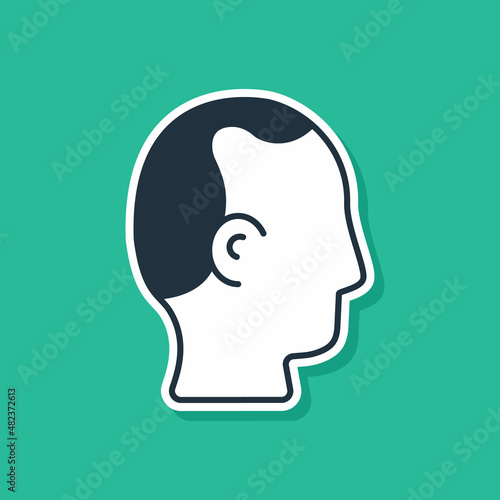 Blue Baldness icon isolated on green background. Alopecia. Vector