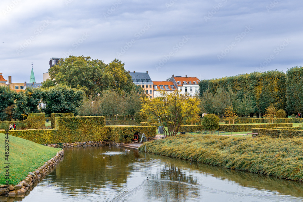 A pond in Rosenborg park in Copenhagen, Demark