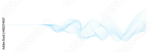 abstract vector blue wave melody lines on white background	
