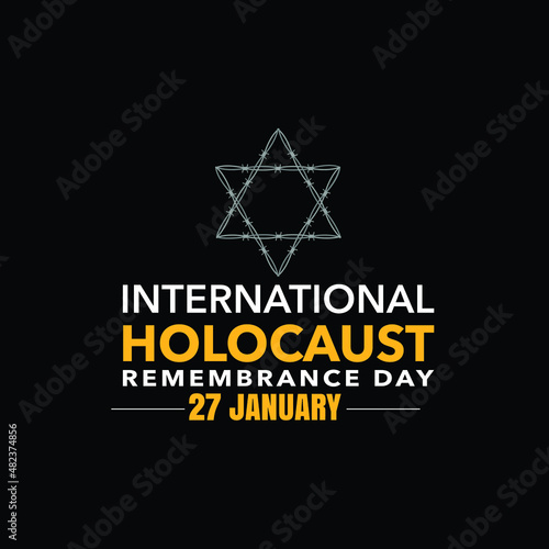 International holocaust remembrance day 27 january, Yellow Star of David holocaust logo stock illustration design