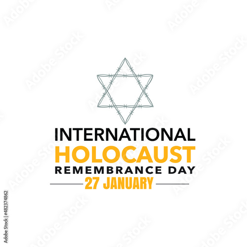 International holocaust remembrance day 27 january, Yellow Star of David holocaust logo stock illustration design