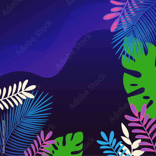Underwater world with tropical plants