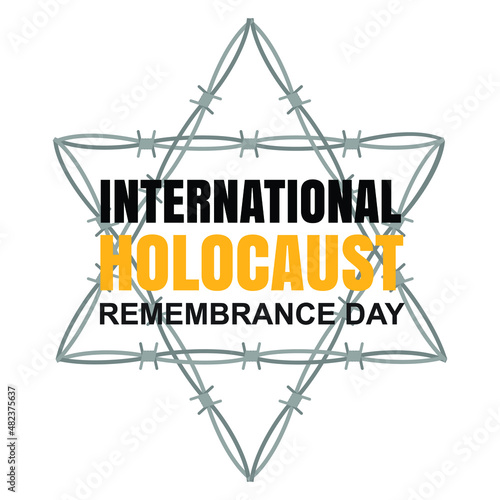 International holocaust remembrance day 27 january, Yellow Star of David holocaust logo stock illustration design