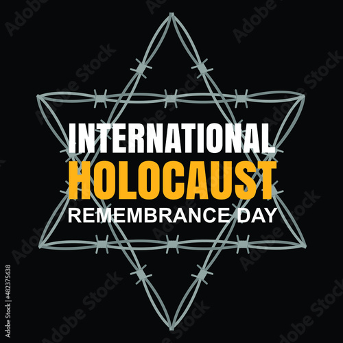 International holocaust remembrance day 27 january, Yellow Star of David holocaust logo stock illustration design