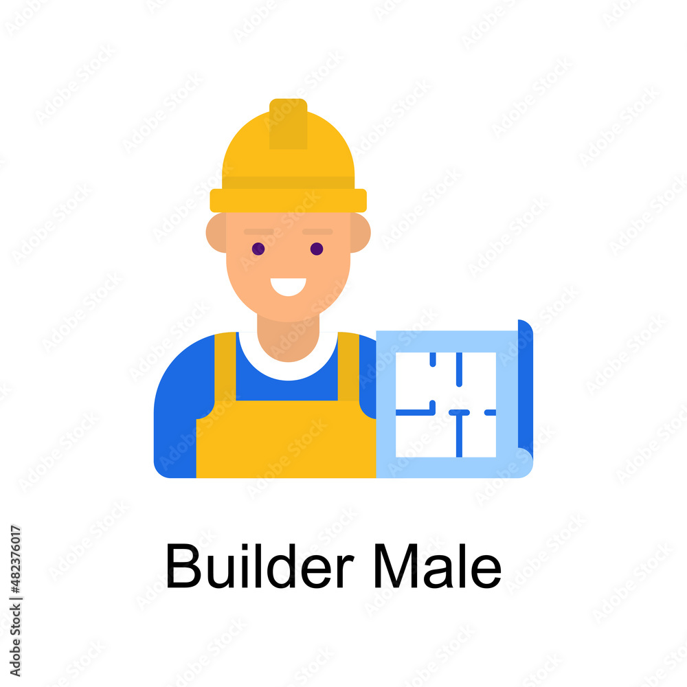 Builder Male vector Flat Icon Design illustration. Home Improvements Symbol on White background EPS 10 File